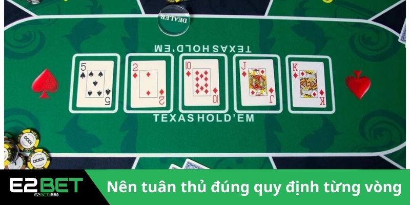 Poker Online E2BET – Đấu Trí Đỉnh Cao Trên Bàn Cược 4 Nên tuân thủ đúng quy định từng vòng